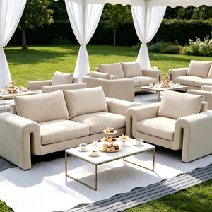 Sofá Seccional Modular Reclinable de Terciopelo Crema Moderno de Alta Gama Italiano, Tapizado, de 3 Plazas, para Eventos y Bodas - Product Image 4