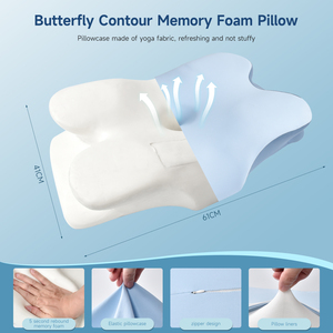 Odm OEM almohada Bộ nhớ cổ tử cung bọt cổ gối bướm hình dạng cho vai đau chỉnh hình cổ tử cung ngủ gối - Product Image 6