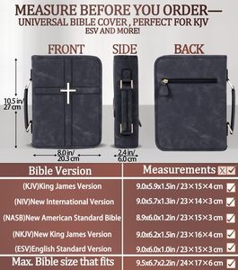 Funda para Biblia de Cuero Vegano con Cierre, Hecha a Mano, a Prueba de Olores, con Bolsillo para Teléfono, para Hombres y Mujeres, Regalo Cristiano, en Caja - Product Image 4