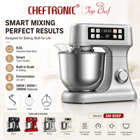 Robot pâtissier Cheftronic SM-B08P à écran tactile, bol en acier inoxydable 304 de 6 L, programmes automatiques, balance intégrée, mélangeur électrique pour pâte