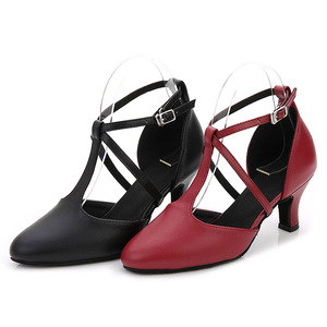 Zapatos de Baile Latino con Correa en T Negra, Suela de Gamuza Suave, Parte Superior de PU, para Mujer, Ideales para <span class=keywords><strong>Cha</strong></span> <span class=keywords><strong>Cha</strong></span>, Vals y <span class=keywords><strong>Tango</strong></span> - Product Image 3
