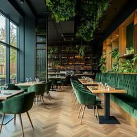 Table carrée en bois écologique Ron Group, chaise en velours, banquette rembourrée à dossier haut, mobilier de restaurant pour café