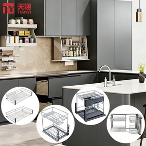 TIANYI Modern Chrome Stainless Steel <b>Kitchen</b> Corner Cabinet Pull Drawer Baskets Organizer Multi-Function Storage <b>Kitchen</b> <b>Rack</b> - Product Image 1