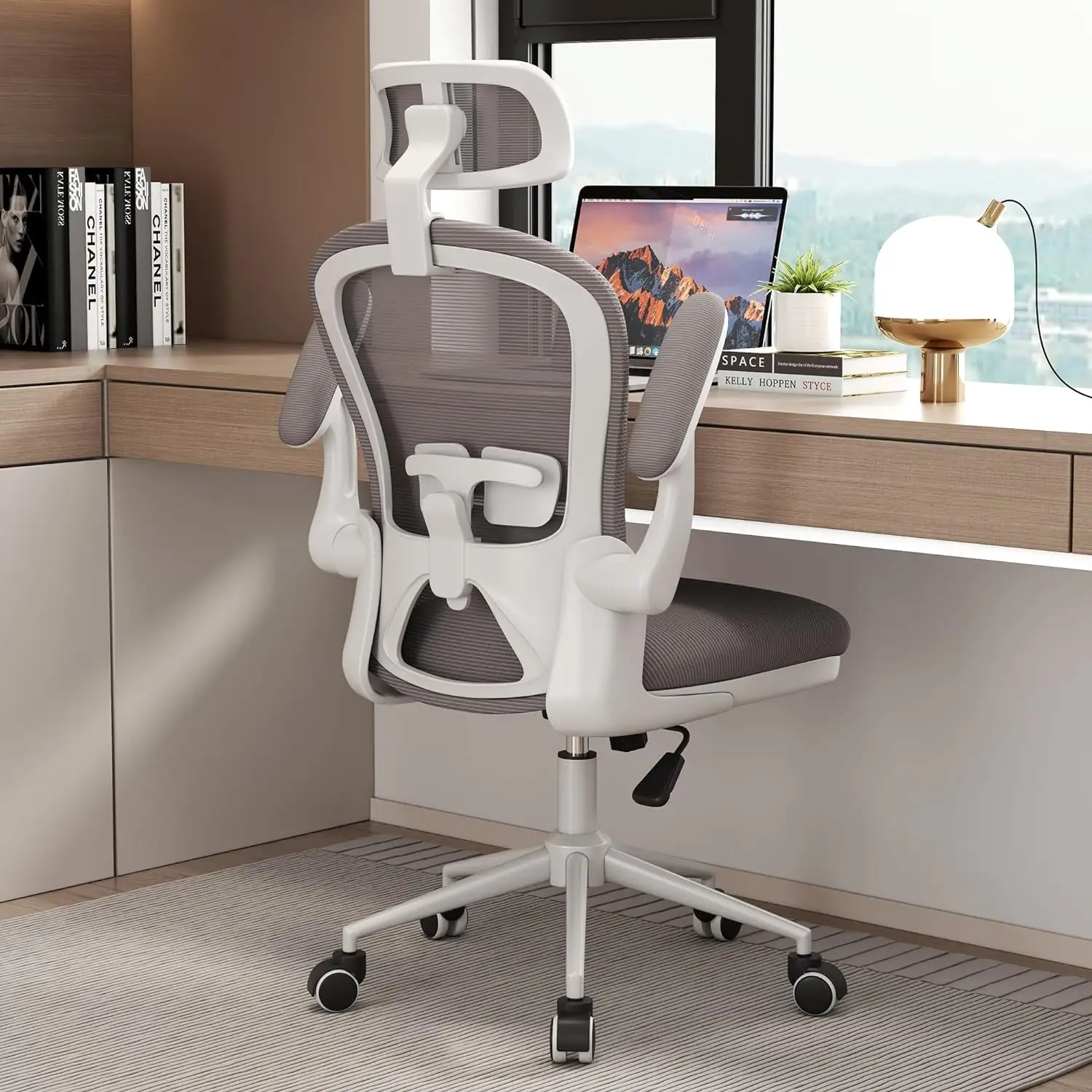 Chaises de bureau ergonomiques pour ordinateur Chaise de bureau en maille avec bras et roues réglables pour bureau à domicile