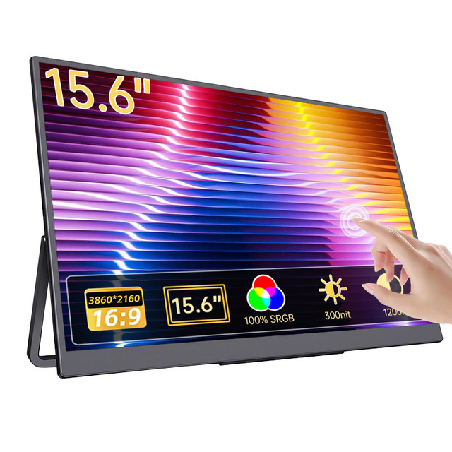 Eimio 15.6 Inch 4K Portable Touch Monitor 100% SRGB Touch Screen with CNC Aluminum Bracket for Outdoor Gaming