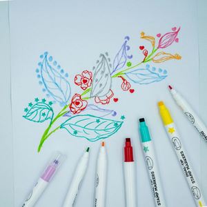 Ensemble de marqueurs de peinture à l'encre à base d'eau à double extrémité aux couleurs magiques longue durée, formes courbes, aspect kawaii, tampons MK0026 - Product Image 4