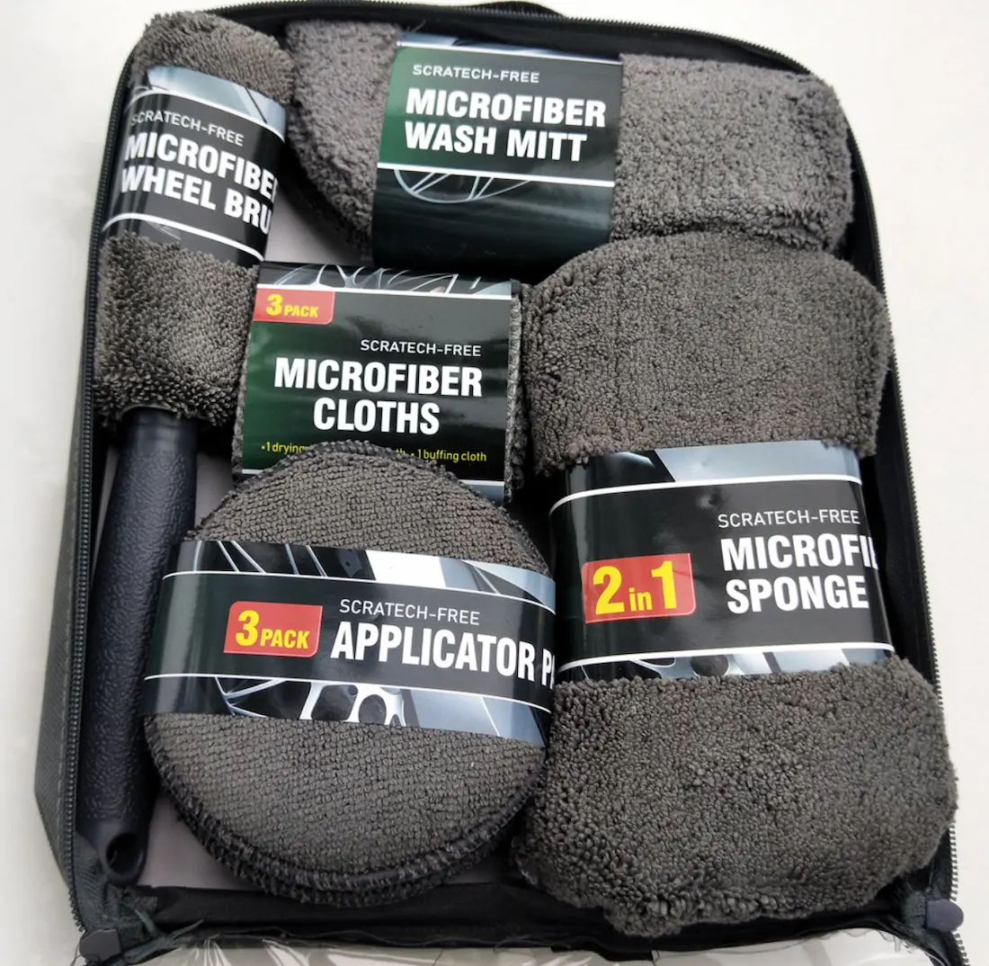 Microfiber Cleaning Cloth Car Cleaner Sponge Wash Towel Set Auto Care microfiber Car Wash Cleaning Kit 9 Pcs