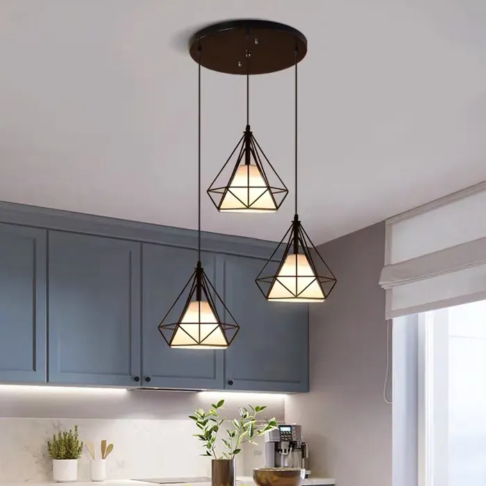 Chandeliers LED light lamp modern ceiling luxury black iron retro lamp hanging island pendant lights