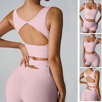 Hauts de sport côtelés de haute qualité pour femmes, tenue de sport sexy et tendance, crop top et legging, vêtements athleisure pour femmes, vêtements de yoga