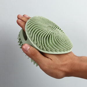 Guanto a due lati Design morbido in <span class=keywords><strong>Silicone</strong></span> spazzolino da doccia per il lavaggio del corpo bagno esfoliante Scrubber per il massaggio della pelle per bambini adulti - Product Image 5
