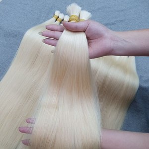 Extensiones de Cabello Humano Virgen Liso Rubio a Granel con Trama Única y Puntas Completas Remy - Product Image 4