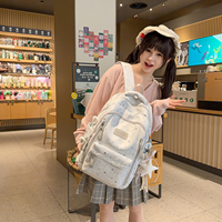Sac à dos décontracté pour femme, grande capacité, multi-poches, imprimé crème, idéal pour le travail et les voyages (vente en gros)