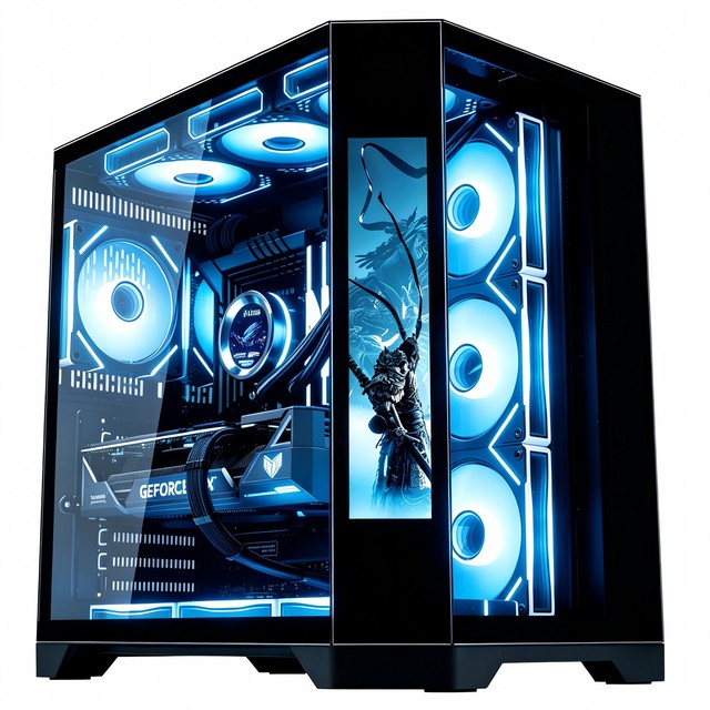 New OEM PC Gaming Case Tempered Glass ATX Gabinete Computer Case with LCD Screen ARGB Dual Chamber Full Tower Support 360mm AIO