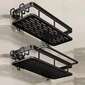 Mur en acier inoxydable <span class=keywords><strong>marbre</strong></span> aluminium stockage en bois verre coin organisateur support salle de bain étagère pour salle de bain - Product Image 3