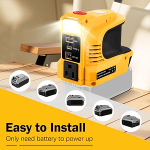 Adaptateur ABS 5-en-1 <span class=keywords><strong>18V</strong></span> UCAN BL1830/BL1850 DCB200 pour onduleur 220W, prise USB Type-C AC 230V DC 12V pour TV/Ventilateur/Réfrigérateur/LED - Product Image 2