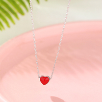 Colliers pendentifs en argent sterling 925 avec cœur rouge pour femmes, bijoux tendance