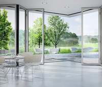 Porte pliante en aluminium à double vitrage, coupe-vent et isolante thermiquement, pour entrée de villa et cour