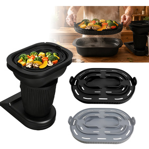 OEM ODM TM7 Rejilla de <span class=keywords><strong>silicona</strong></span> para vaporizar alimentos con drenaje inclinado, bandeja para vaporizar, soporte para olla TM7, para cocina saludable y recolección de jugo - Product Image 1