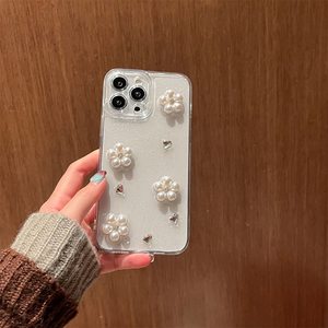 <span class=keywords><strong>Coque</strong></span> de téléphone pour <span class=keywords><strong>iPhone</strong></span> 16 Pro Max, style coréen, fleurs en strass, luxe, pour femmes, en <span class=keywords><strong>silicone</strong></span>, pour <span class=keywords><strong>iPhone</strong></span> 14, 15 Plus, 17 Air - Product Image 3