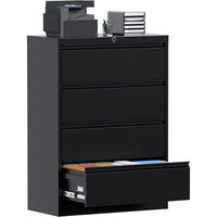 Armoire de classement latérale à 4 tiroirs avec serrure, armoires de classement en métal pour le bureau à domicile, armoire de rangement en acier pour lettres/format légal/A4