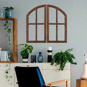 Lujo Shabby Chic gótico de madera Catedral ventana arcos adorno de Navidad rústico madera enmarcado Panel 2 arco puerta decoración de pared - Product Image 5