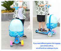 Conception personnalisée 3D Chariot Enfants Voyage Enfants Scooter Valise Chariot Aéroport Bagages avec Scooter