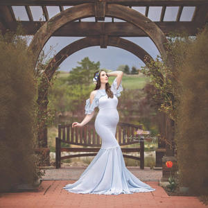 Vetement Femme mujeres embarazadas <span class=keywords><strong>vestido</strong></span> <span class=keywords><strong>de</strong></span> maternidad accesorios <span class=keywords><strong>de</strong></span> fotografía volantes fuera del hombro maternidad <span class=keywords><strong>vestido</strong></span> sólido para sesión <span class=keywords><strong>de</strong></span> fotos - Product Image 4