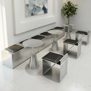 Ensemble <span class=keywords><strong>de</strong></span> tables et chaises <span class=keywords><strong>de</strong></span> restaurant commercial en gros pour café, hôtel, <span class=keywords><strong>bar</strong></span>, mobilier design <span class=keywords><strong>industriel</strong></span> en acier inoxydable durable - Product Image 2