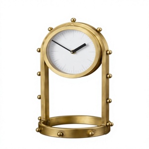Modern Minimalist <b>Wall</b> <b>Clock</b> Mechanical Movement Hourly <b>Chiming</b> Silent Gold Finish Metal - Product Image 1