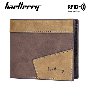 Baellerry Men's Short <b>Wallet</b> Brown Color <b>Blocking</b> Multi Card Slot <b>RFID</b> Protection Everyday Use - Product Image 3