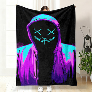 Couverture polaire néon pour homme, couverture de sieste douillette et chaude, super douce pour les voyages et le camping, impression personnalisée, vente en gros - Product Image 2