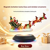 Figurine de Père Noël et de rennes en lévitation magnétique en plastique, décor de table de Noël flottant et volant, cadeau