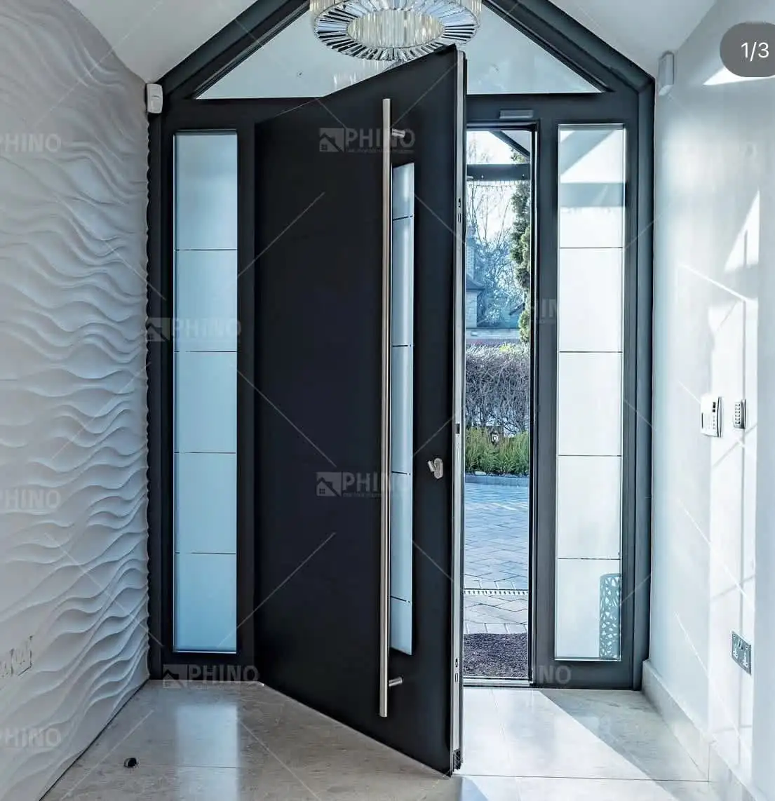 Puerta principal de entrada de puerta de aluminio fundido de lujo de gran calidad con cerradura de puerta inteligente