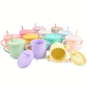 Vaso de Silicona de Grado Alimenticio para Bebés, Libre de BPA, Resistente al Calor, con Pajita, para Niños Pequeños, para Comer y Beber, Vajilla Infantil - Product Image 1