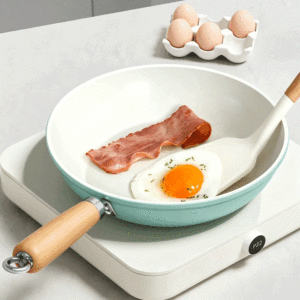Sartén de Hierro con Revestimiento Cerámico Azul de Grado Alimenticio FLEY, Sartén Plana Antiadherente, Sartén Universal para Cocinar, Utensilios de Cocina al por Mayor - Product Image 1