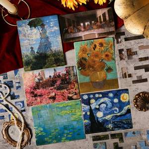3 Hojas/paquete de Pegatinas de la Serie Exposición de Obras Maestras del Mundo, Arte Clásico, Decoración de Paisajes, Pegatinas para Cuadernos, Pegatinas de Rompecabezas - Product Image 2