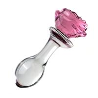 Offre Spéciale : Plug Anal en Verre Rose, Dildo, Jouets Sexuels Anaux, Perles Florales Roses en Cristal, Baguette Anale, Plug Anal en Verre en Forme de Bouton de Rose - Vente en Gros