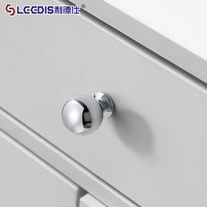 LGEDIS Brass Round Cabinet Knobs Chrome Plated Minimalist Furniture <b>Hardware</b> for Drawer <b>Wardrobe</b> Door Handles - Product Image 2