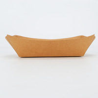 Vente en gros de boîte de nourriture à emporter en papier kraft étanche plateau en forme de bateau pour croustilles papier enduit