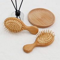 Brosse à cheveux mini en bambou écologique avec coussin, logo personnalisé, pour bébés, enfants, voyages et massage du cuir chevelu