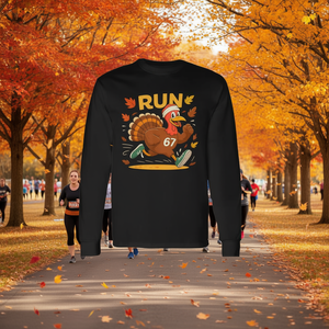 Turkey Run 67 Meme Costume Camiseta de manga larga unisex con cuello redondo y estampado digital para eventos de caminatas y carreras de Acción de Gracias - Product Image 3