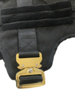 Harnais de dressage tactique robuste et respirant pour grand chien, réglable, avec boucle en métal doré