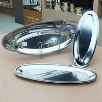 Assiette ovale en acier inoxydable à prix abordable, plateau de service pour poisson, œufs et aliments, style chinois