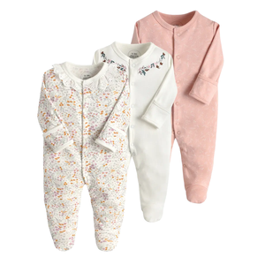 Nieuwe lente herfst 100% katoen ODM levering casual stijl baby romper lange mouwen jumpsuit platte voet kruippak gebreid - Product Image 1