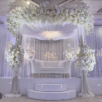 Fleurs de mariage en gros, décoration de fête blanche, mur de fleurs en soie 3D de luxe pour la décoration de fête
