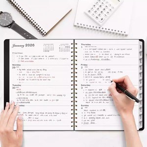 2026 Cahier Sprial A4 anglais <span class=keywords><strong>de</strong></span> grande taille Nouvelle version élégante pour la planification <span class=keywords><strong>de</strong></span> la planification Gestion du temps Dossiers et plans <span class=keywords><strong>de</strong></span> travail - Product Image 3