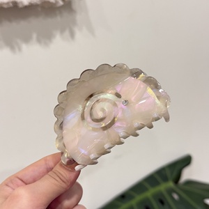 New Acetate Swirl Claw Clip Sunflower Rhinestone Accents Semi-Circular Middle Creative Shark Handmade Simple Hair Decoration - Product Image 5