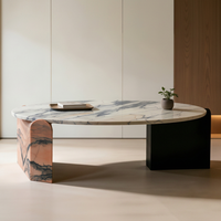 Table basse ronde en marbre blanc de style moderne et luxueux pour salon, villa, hôtel, décoration