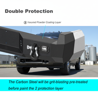 ULON Nouveau Design Barre de protection arrière pleine longueur pour pick-up, pare-chocs de camion avec crochet de remorquage, LED, en carbone noir poli, à visser pour