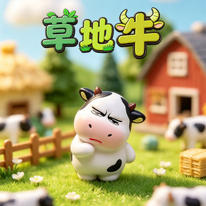 Caja Sorpresa de Figuras de Resina de 4x6cm de Yu Mo Grassland Cow, Regalo para Niños - Product Image 3
